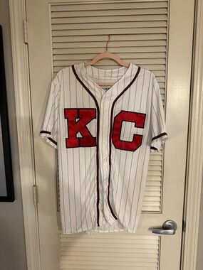 KC Red & White Pinstripe Baseball Jersey